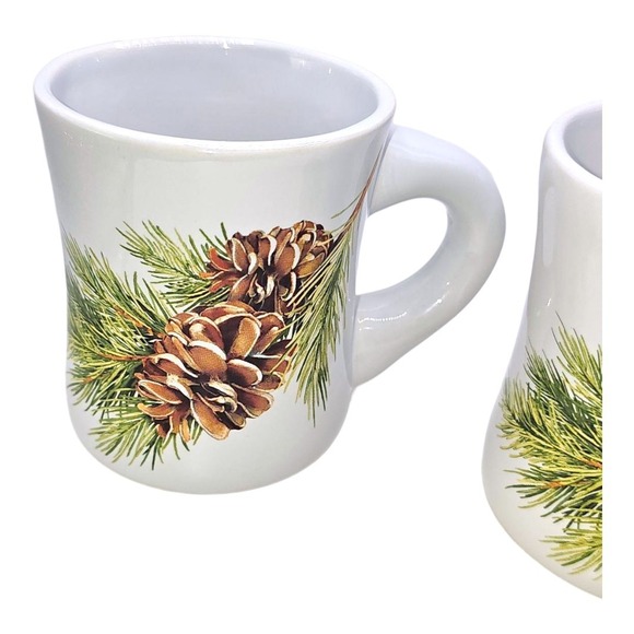 Set Of Two Pine Cone Art Coffee Mugs Designed By Mary Lake Thompson Cottagecore - Picture 3 of 9